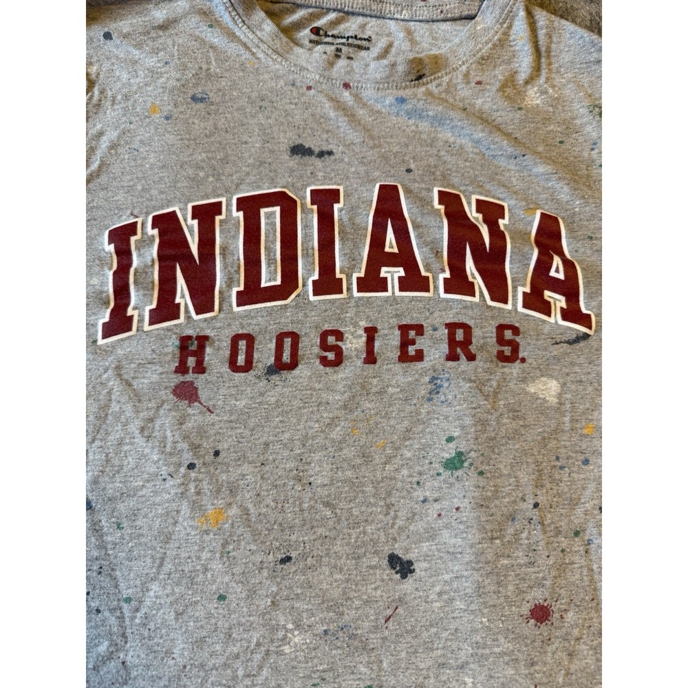 Indiana Hoosiers T-Shirt, Size Medium Short Sleeve Intentional Paint Splatters